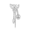 Crystal Butterfly Dangle Belly Piercing 18K Vergoldet