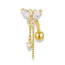 Crystal Butterfly Dangle Belly Piercing 18K Vergoldet