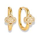 Crystal Oval Pave Flower Huggie Ohrringe 14 Karat Vergoldet