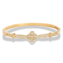 Crystal Pave Flower Armreif 14K Vergoldet