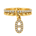 Double Dangling Pave Deluxe Ring 14K Vergoldet