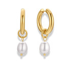 Everyday Bold Pearl Huggie Ohrringe 14K Vergoldet