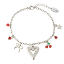 Golden Heart & Ribbon Charm Bracelet 14K Gold Plated