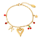 Golden Heart & Ribbon Charm Bracelet 14K Gold Plated