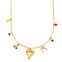 Golden Heart & Ribbon Necklace 14K Gold Plated