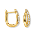 Golden Leaf Pave Huggie Ohrringe 14K Vergoldet