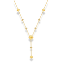 Golden Lucky Leaf Pave Flower Y Kette 14K Vergoldet
