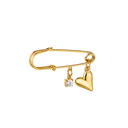 Heart Stone Brooch 14K Gold Plated