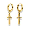 Heart Cross Huggie Earrings 14K Gold Plated
