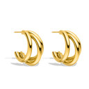 Hi-Life Triple Line Stud Earrings 18K Gold Plated