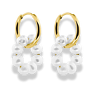 Karma Pearl Huggie Hoop Ohrringe 14K Vergoldet