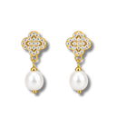 Melsol Lucky Flower Pearl Ohrstecker 14K vergoldet