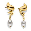 Melting Twisted Pearl Ohrstecker 14K Vergoldet