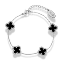 Bracelet Abbaddon en plaqué or 14 carats avec feuille porte-bonheur pavée noire