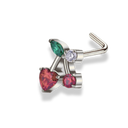 Pave Cherry Nose Piercing - Titanium