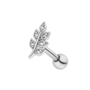 Piercing d'oreille en forme de feuille pavée plaqué or 18 carats