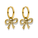 Boucles d'oreilles Huggie en ruban pavé plaqué or 14 carats