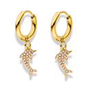 Pave Dolphin Huggie Ohrringe 14K Vergoldet