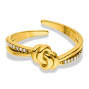 Pave Knot Ring 14K Vergoldet