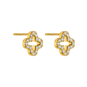 Boucles d'oreilles à tige Pave Lucky Aura plaquées or 14 carats