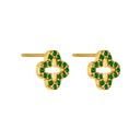 Boucles d'oreilles à tige Pave Lucky Aura plaquées or 14 carats