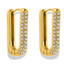 Pave Square Edelstahl Huggie Ohrringe 2.0