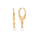 Pearl Meltdown Huggie Earrings 14K Gold Plated