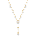 Perlmutt Lucky Leaf Pave Flower Y Kette 14K Vergoldet