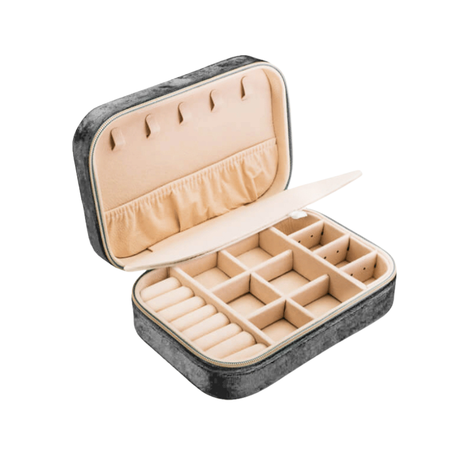 Premium Schmuck Box Grey Velvet HILIFE