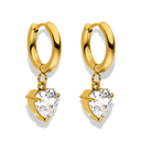 Simple Crystal Heart Huggie Ohrringe 14K Vergoldet