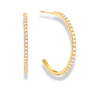 Simple Pave Hoop Ohrstecker 14K Vergoldet