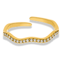 Simple Pave Wave Ring 14K Vergoldet