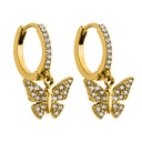 Sparkling Butterfly Huggie Hoop Ohrringe 14K Vergoldet