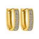 Square Bold Pave Huggie Earrings 14K Gold Plated