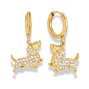 Tiny Pave Dachshund Huggie Hoop Ohrringe 14K Vergoldet
