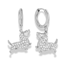Tiny Pave Dachshund Huggie Hoop Ohrringe 14K Vergoldet