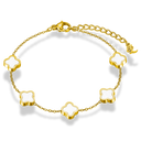 Mini bracelet Abbaddon en nacre et feuille porte-bonheur plaqué or 14 carats