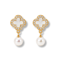 Tiny Precious Lucky Leaf Pearl Ohrstecker 14K vergoldet