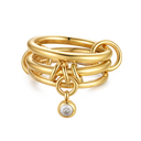 Triple Stone Infinity Flow Ring 18K Gold Plated