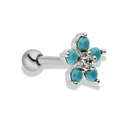 Turquoise Flower Labret Piercing 18K Vergoldet
