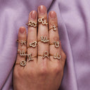 Zodiac Pave Ring 14K Gold Plated