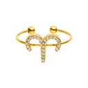 Zodiac Pave Ring 14K Gold Plated