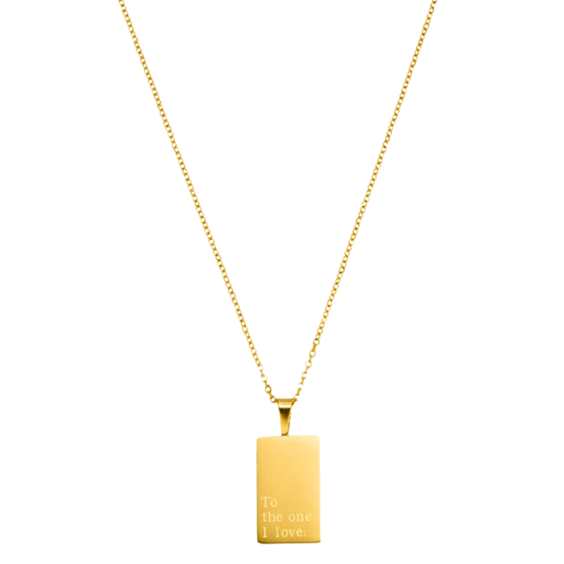 To The One I Love Engraved Necklace 14K Gold Plated