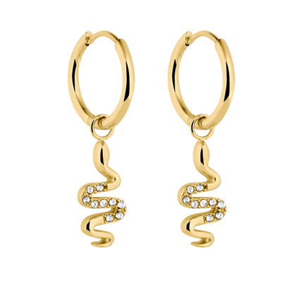 Pave Snake Huggie Earrings 14K Gold Plated