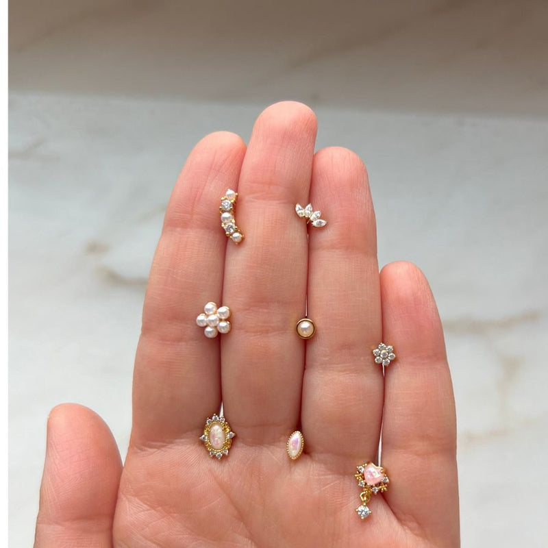 Pave Opal Ohr Piercing 18K Vergoldet