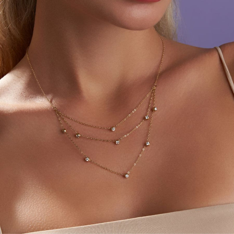 Triple Layer Elegance Necklace 18K Gold Plated