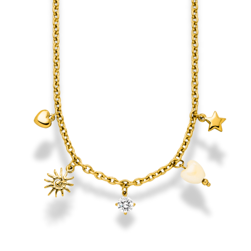 Elegance Sol Charm Necklace 14K Gold Plated