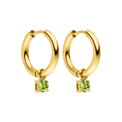 Elegance Birthstone Huggie Earrings 14K Gold Plated