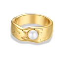 Golden Meltdown Pearl Ring 14K Vergoldet