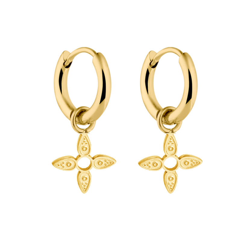 Abbaddon Leaf Huggie Earrings 14K Gold Plated